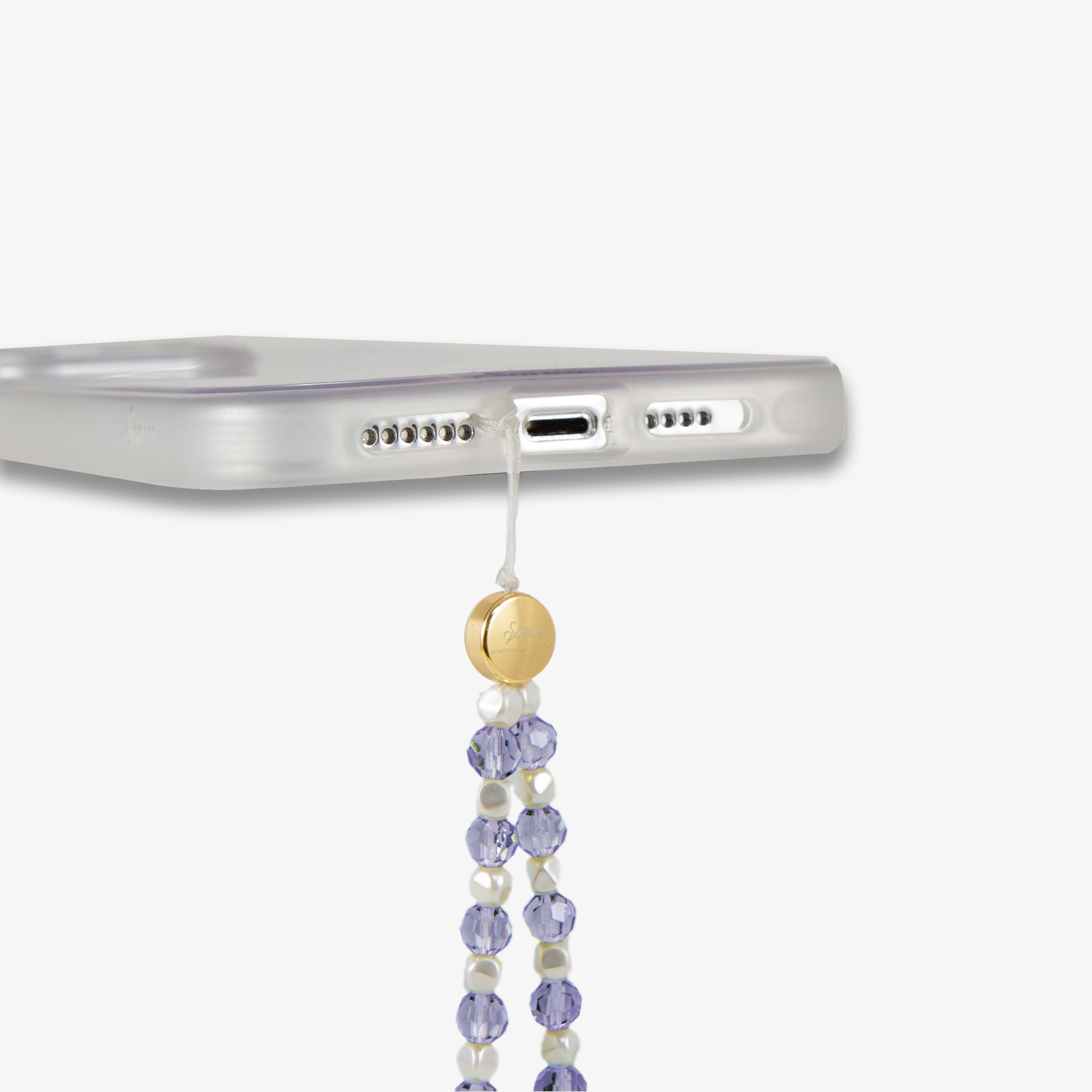 Beaded Phone Charm - Purple White