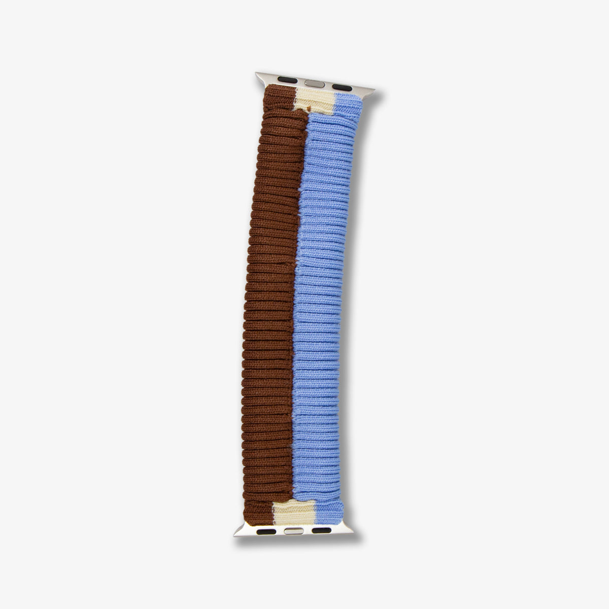 Knit Apple Watch® Band - Brown + Sky Blue Stripe