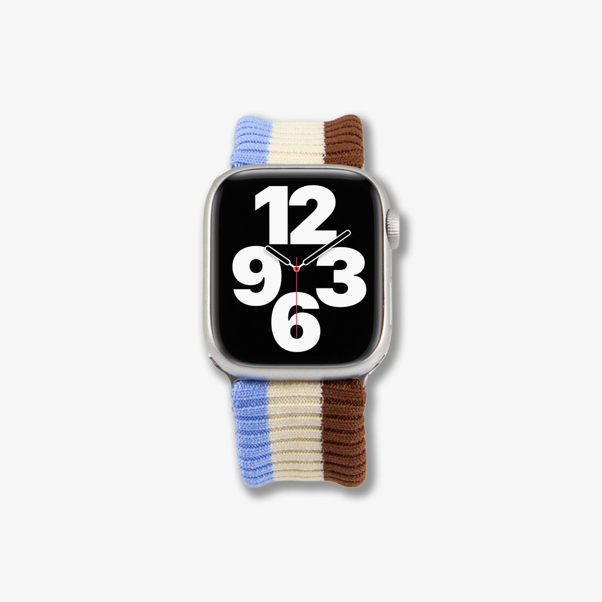 Knit Apple Watch® Band - Brown + Sky Blue Stripe