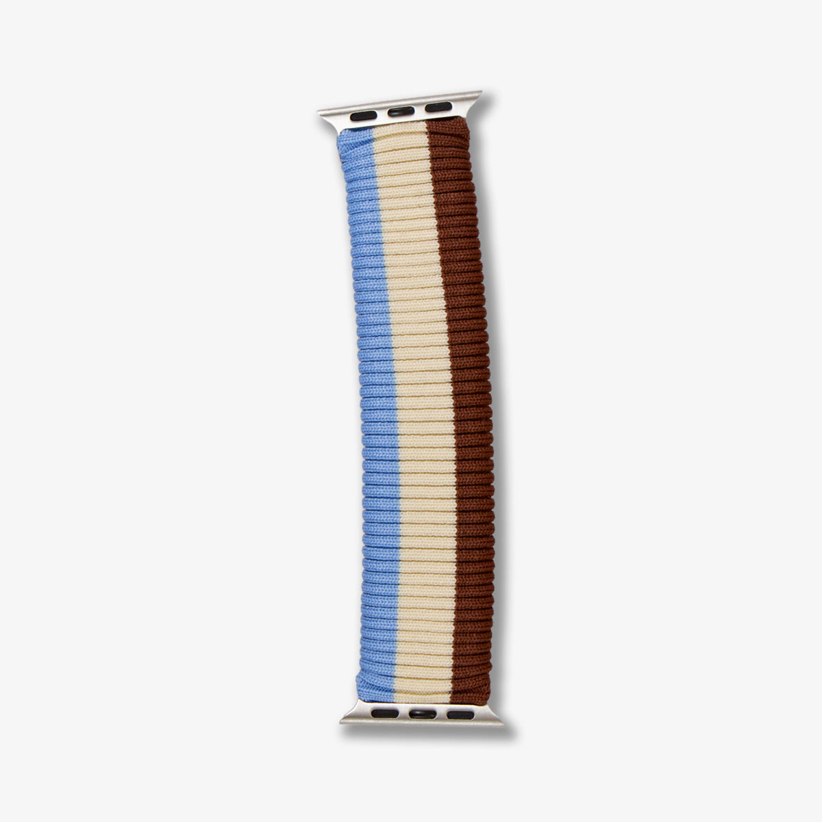 Knit Apple Watch® Band - Brown + Sky Blue Stripe