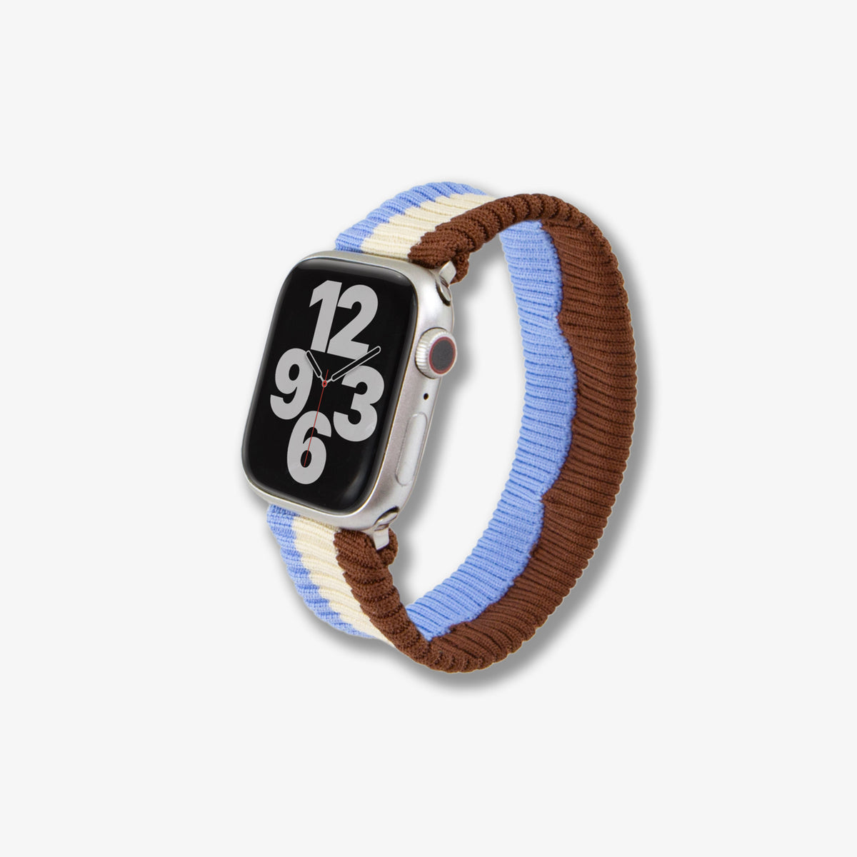 Knit Apple Watch® Band - Brown + Sky Blue Stripe