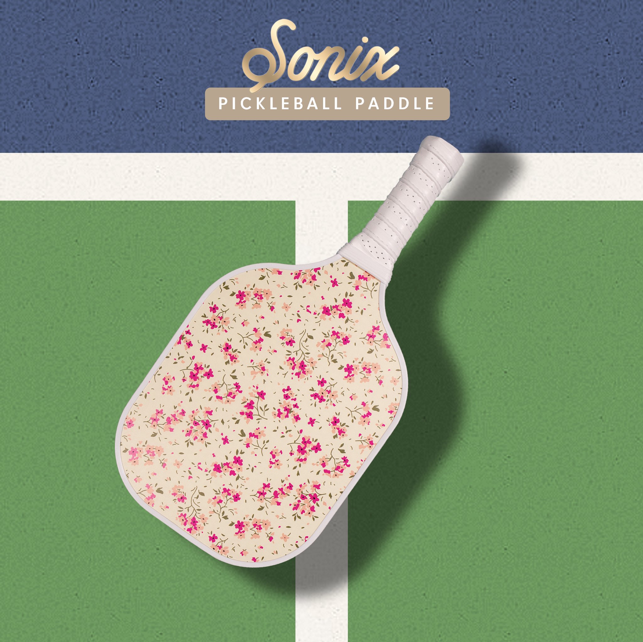 Single Pickleball Paddle - Cottage Floral
