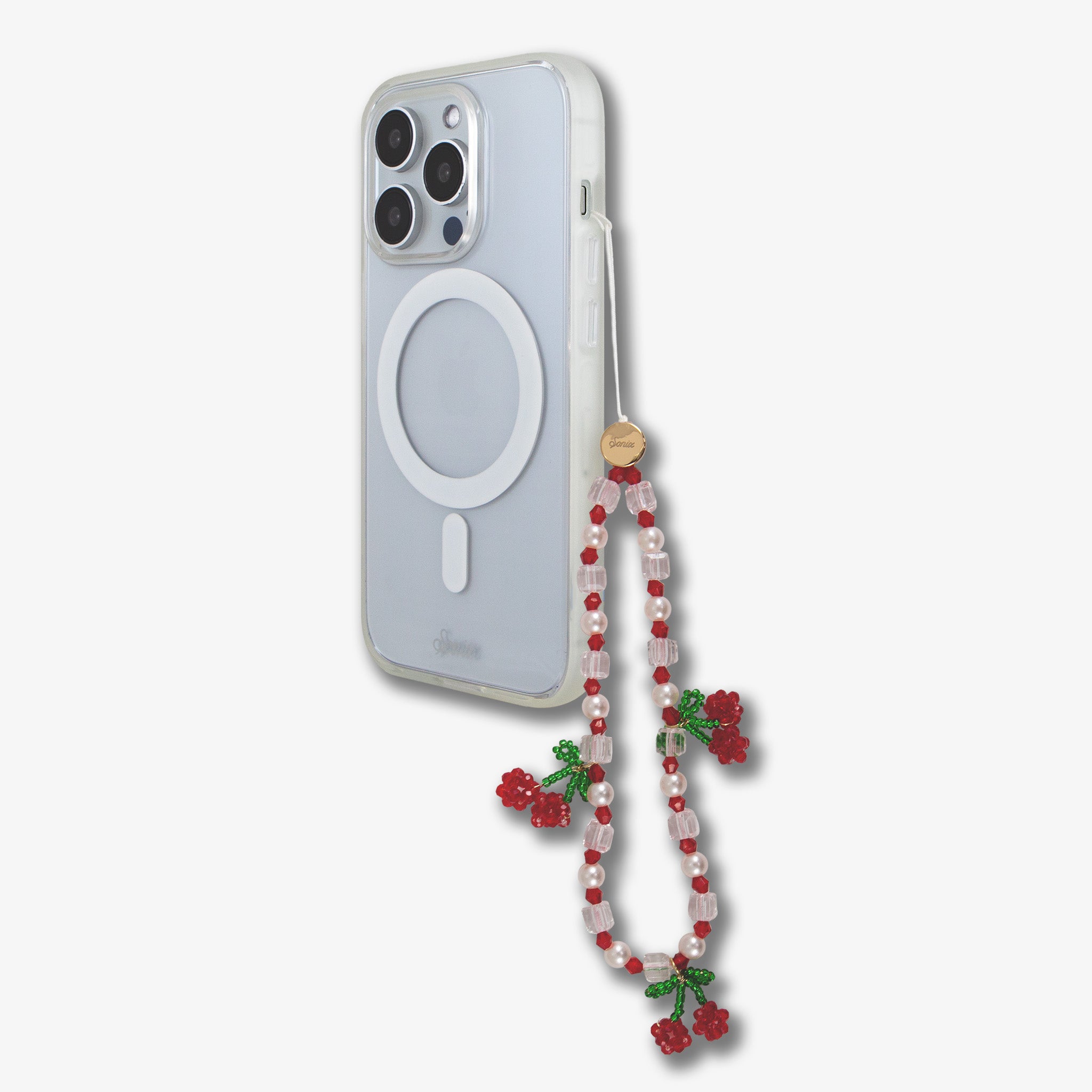 Beaded Phone Charm - Cherry Love