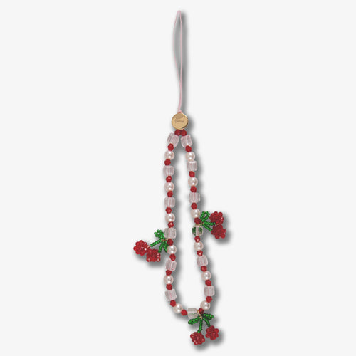 Beaded Phone Charm - Cherries