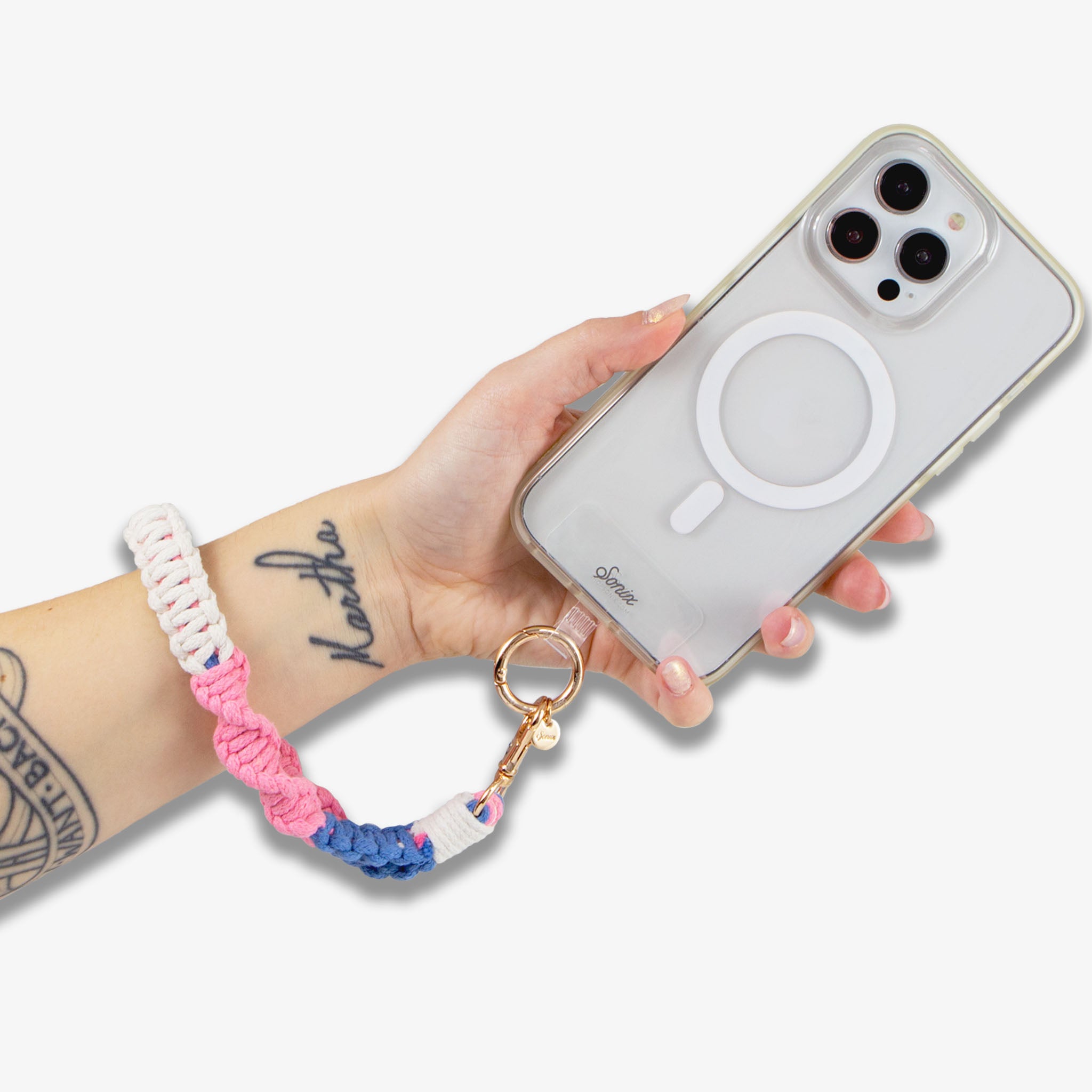 Crochet Twist Pink Phone Wristlet | Style Meets Function | Sonix