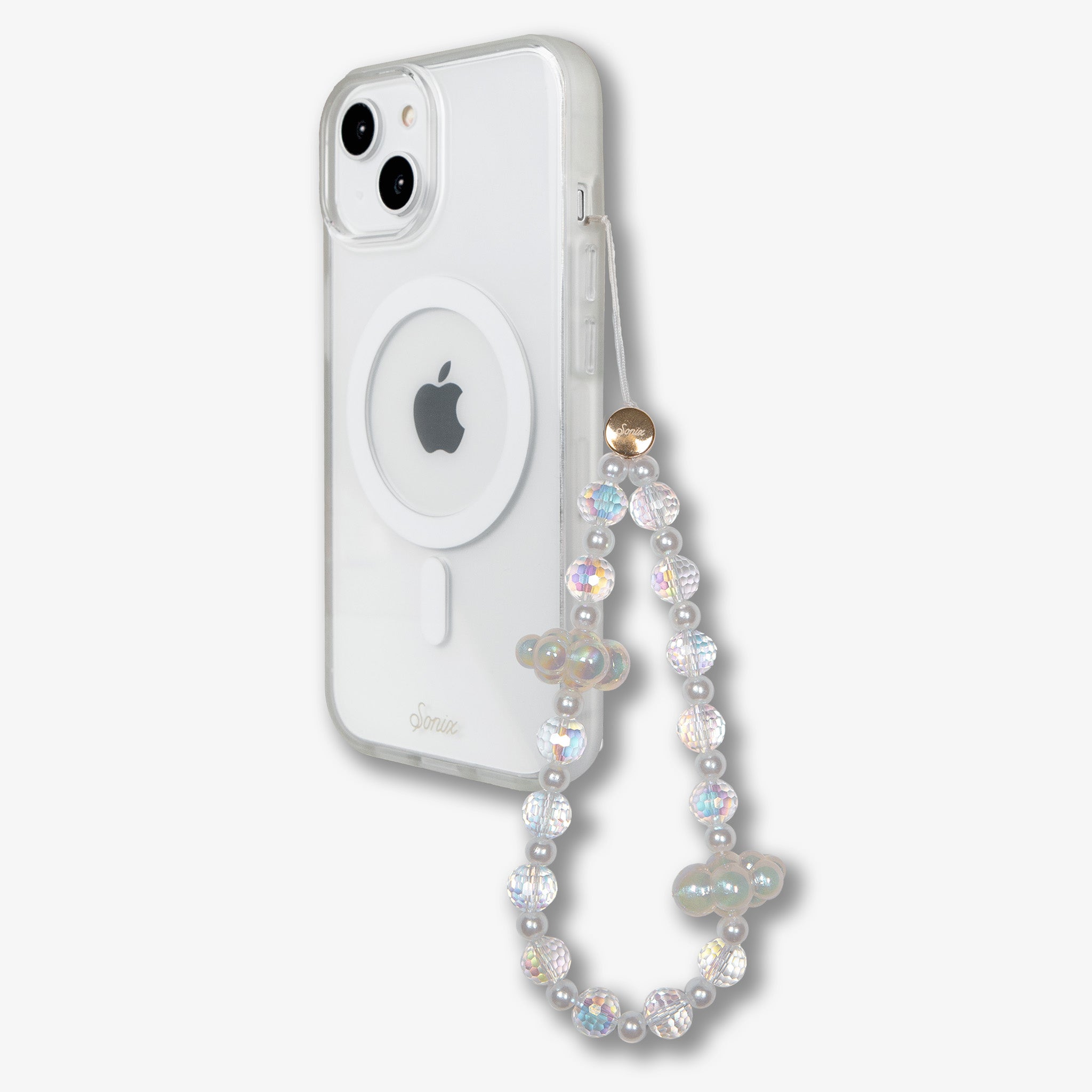 Beaded Phone Charm - Daydream White