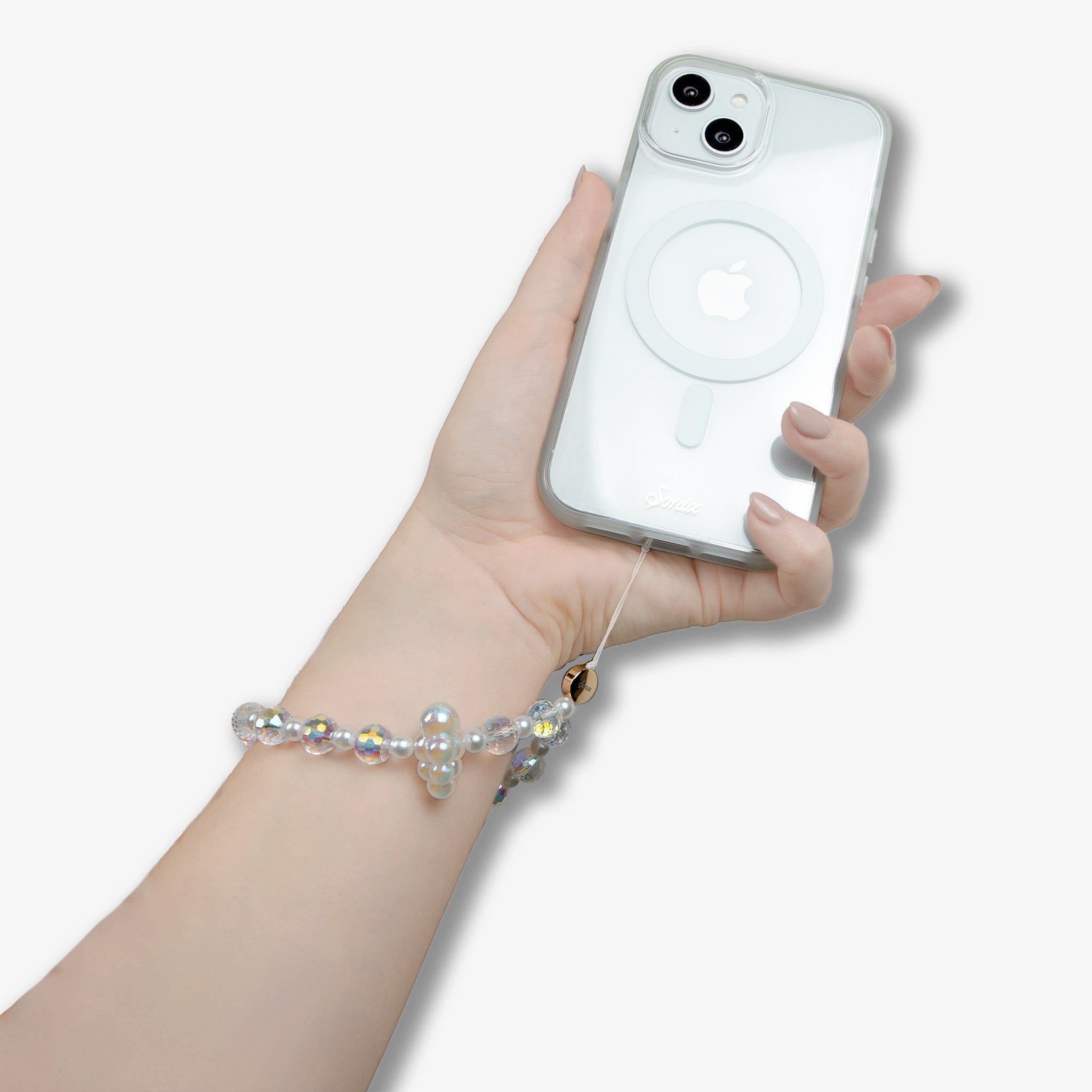 Beaded Phone Charm - Daydream White