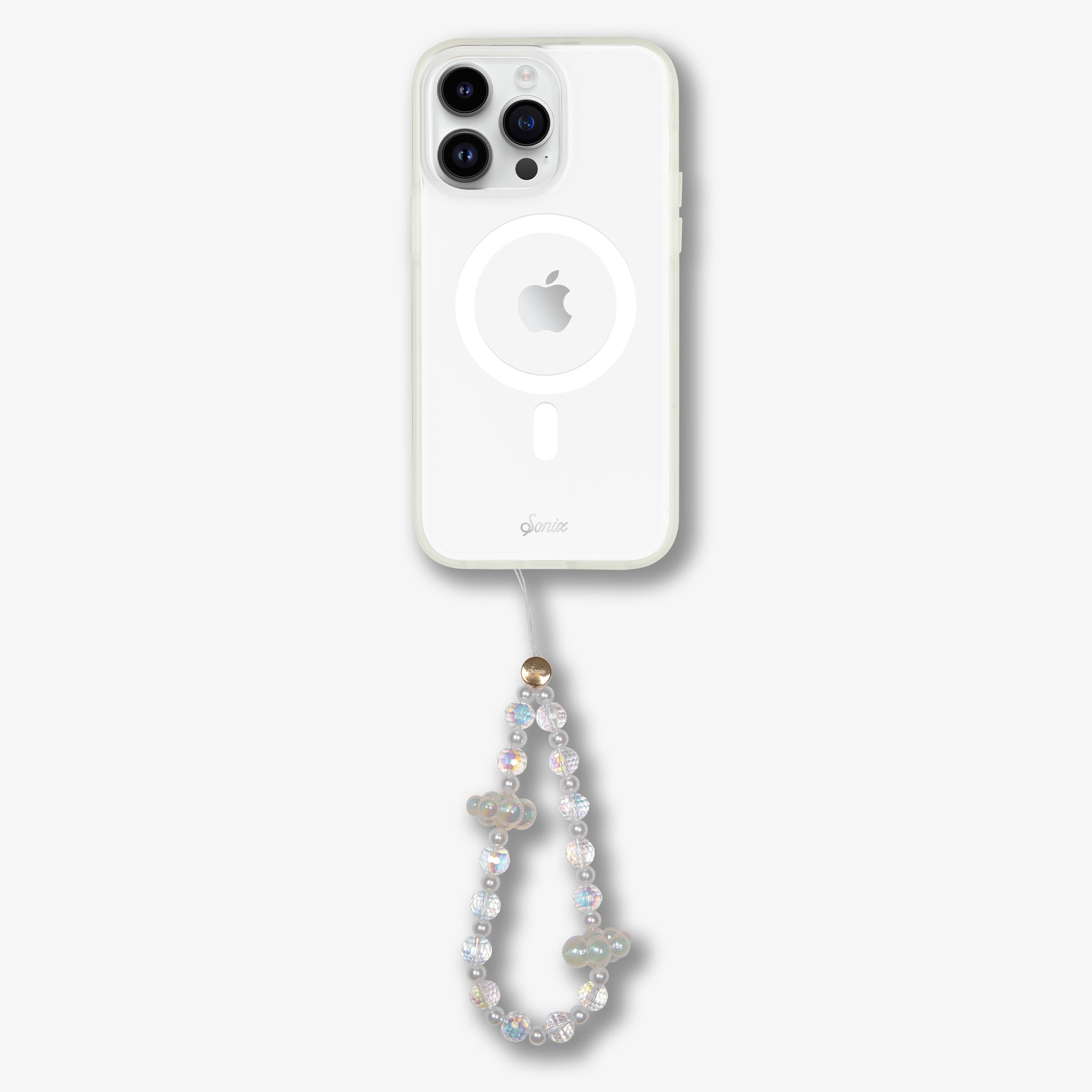 Beaded Phone Charm - Daydream White