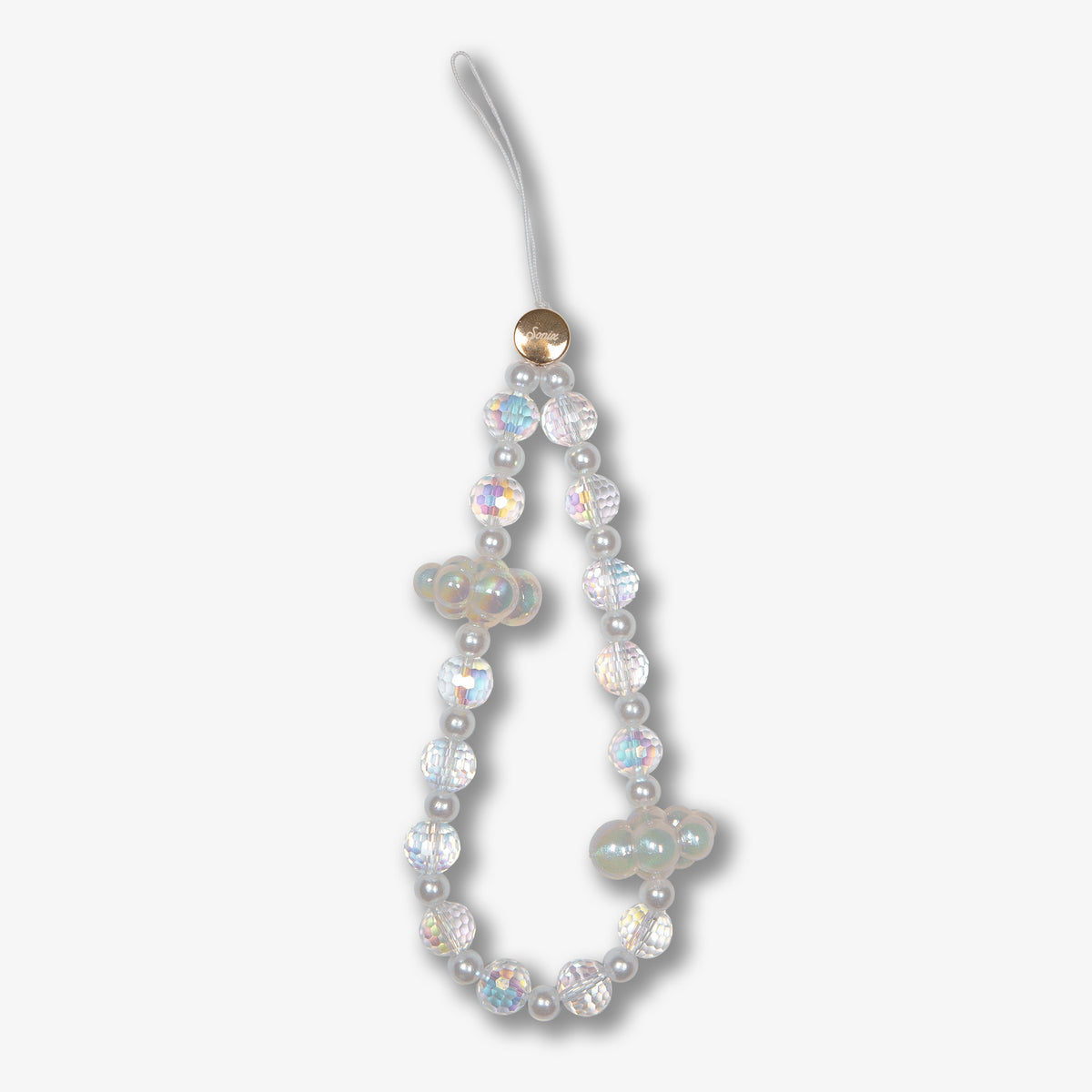 Beaded Phone Charm - White Lilac | by Sabo