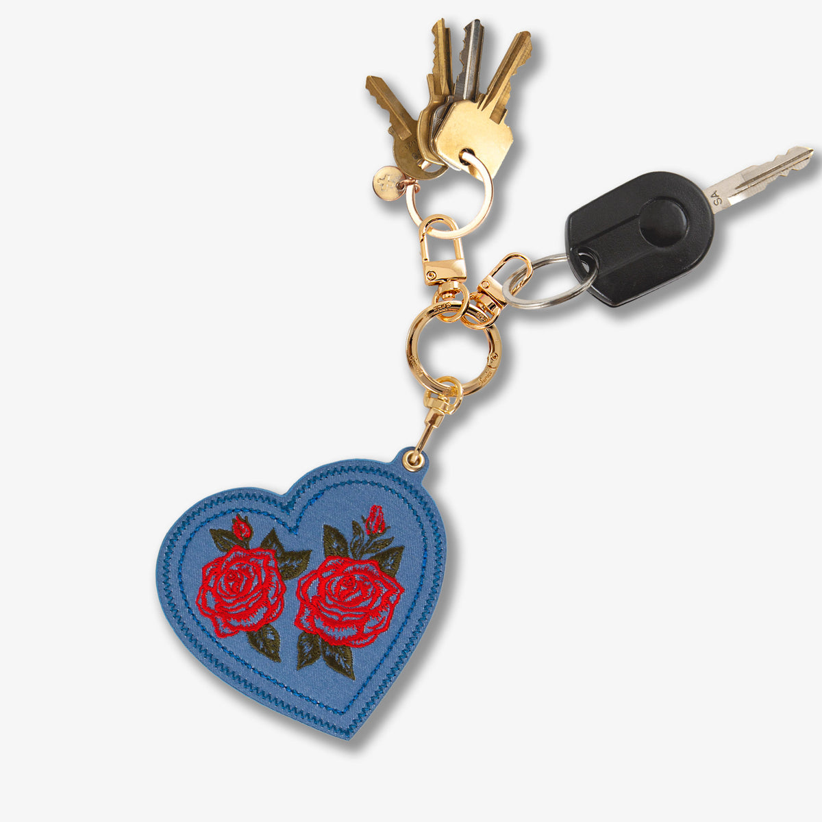 Smart Tracker Keychain - Denim Roses
