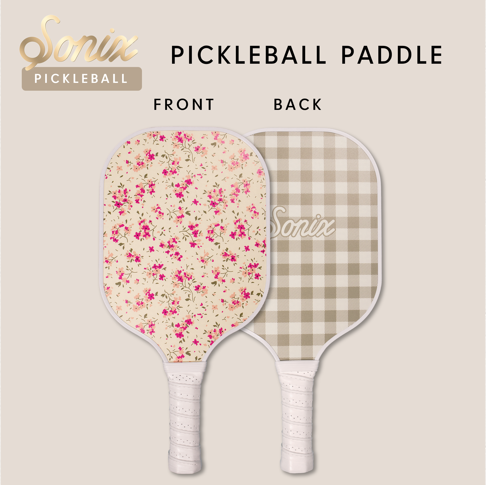 Single Pickleball Paddle - Cottage Floral