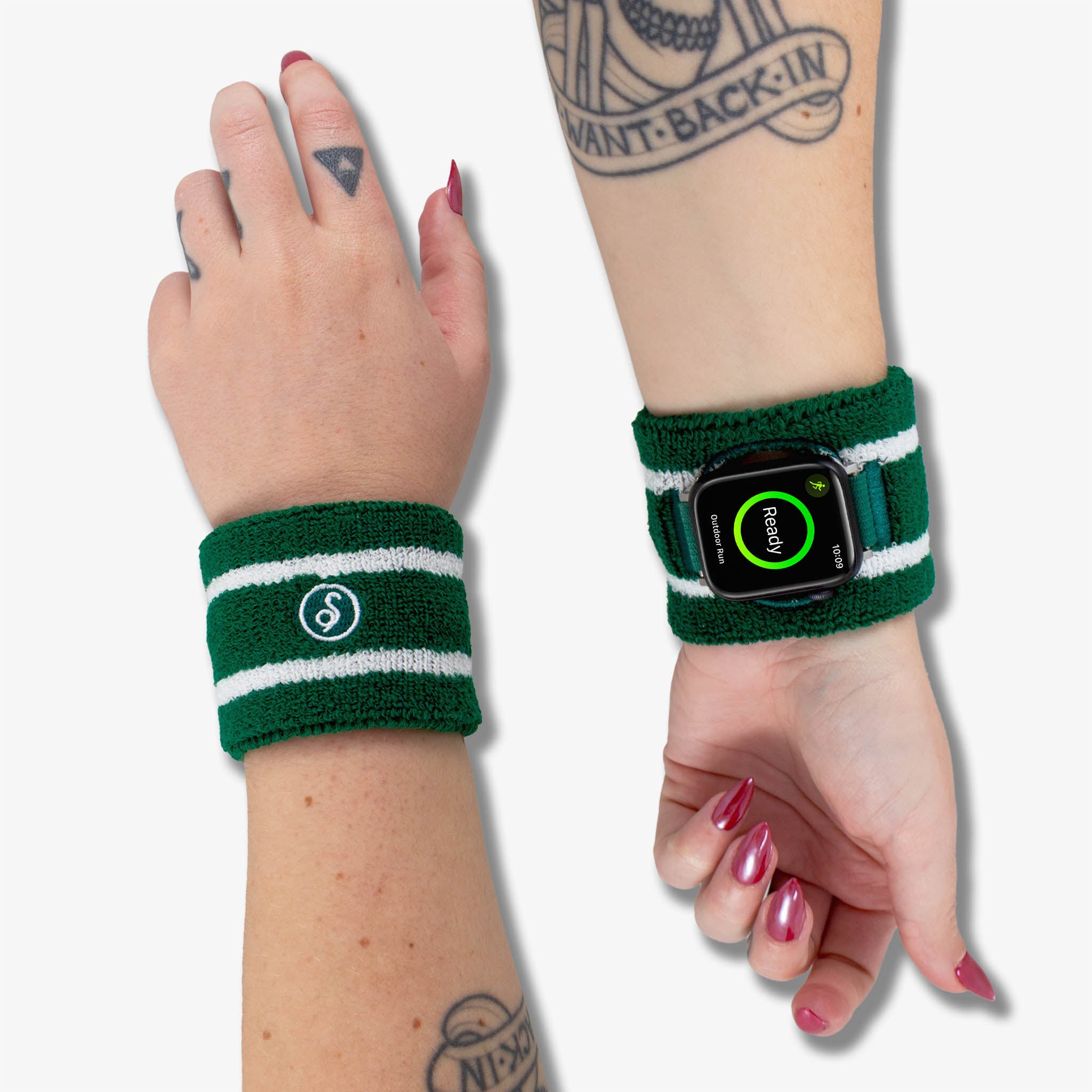 Apple Watch® Sportband - Green / White Stripe