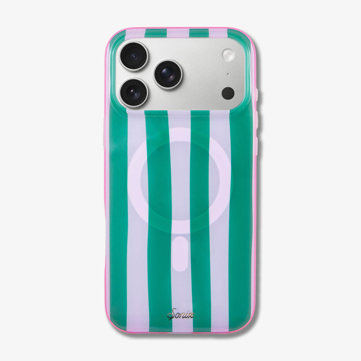 Jelly Stripe MagSafe® Compatible iPhone Case - Pink / Green