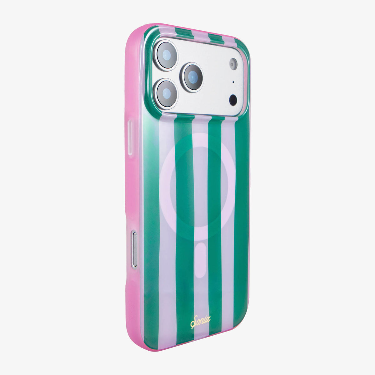 Jelly Stripe MagSafe® Compatible iPhone Case - Pink / Green