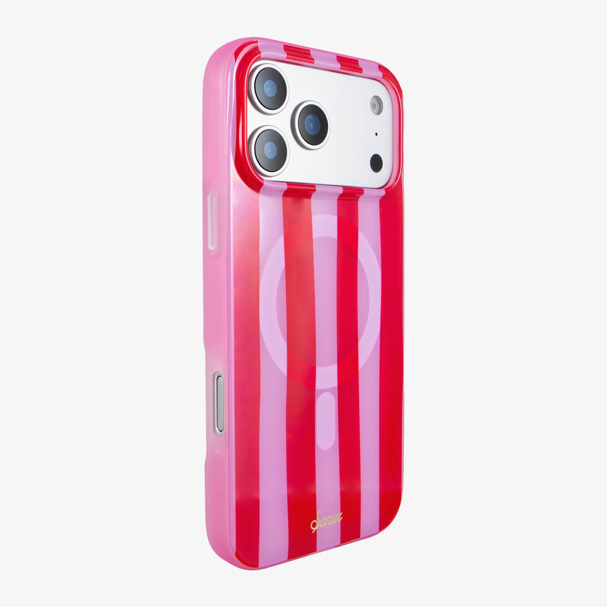 Jelly Stripe MagSafe Compatible iPhone Case - Pink / Red Jelly Stripe MagSafe Compatible iPhone Case - Pink / Red