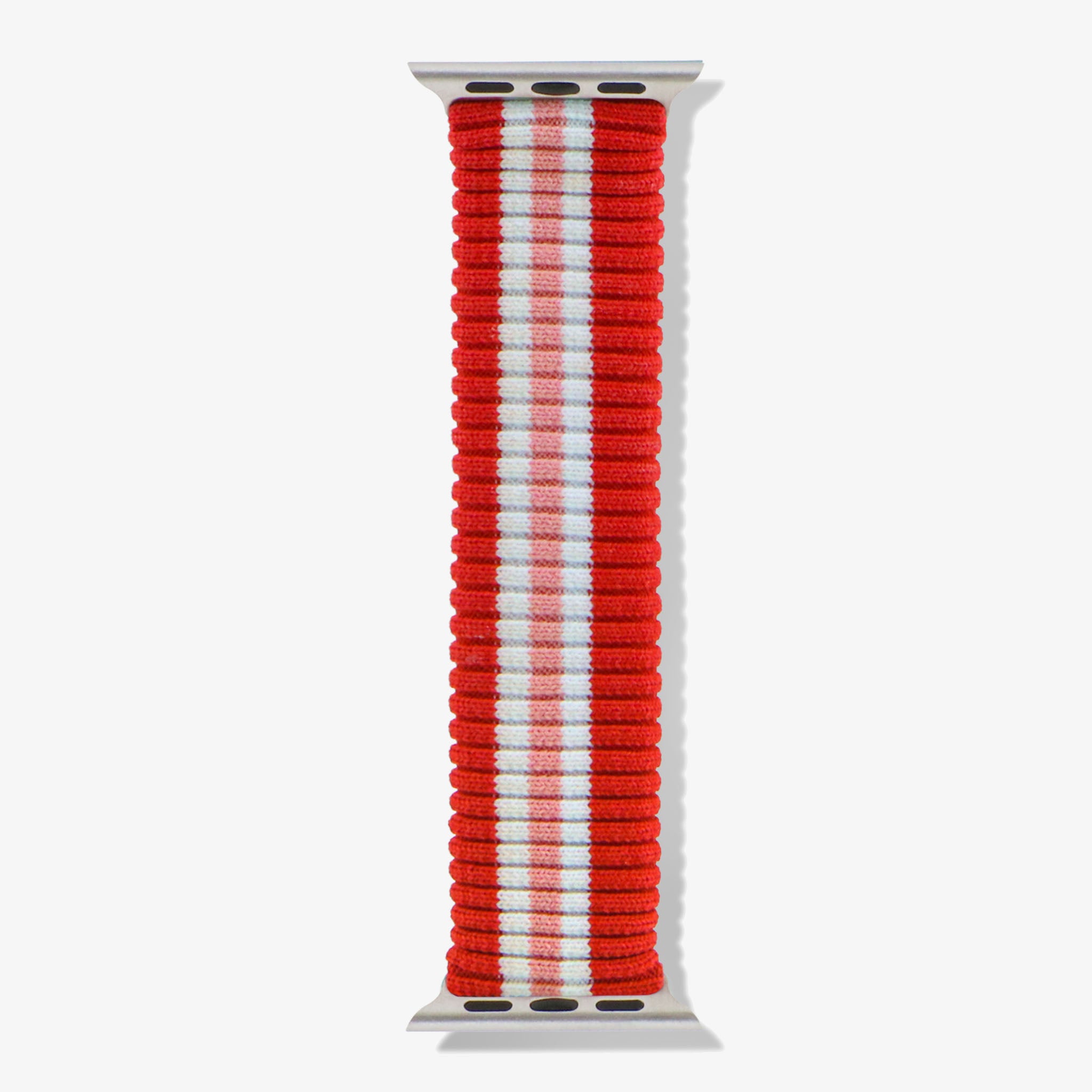 Knit Apple Watch Band - Varsity Red + Pink Stripe