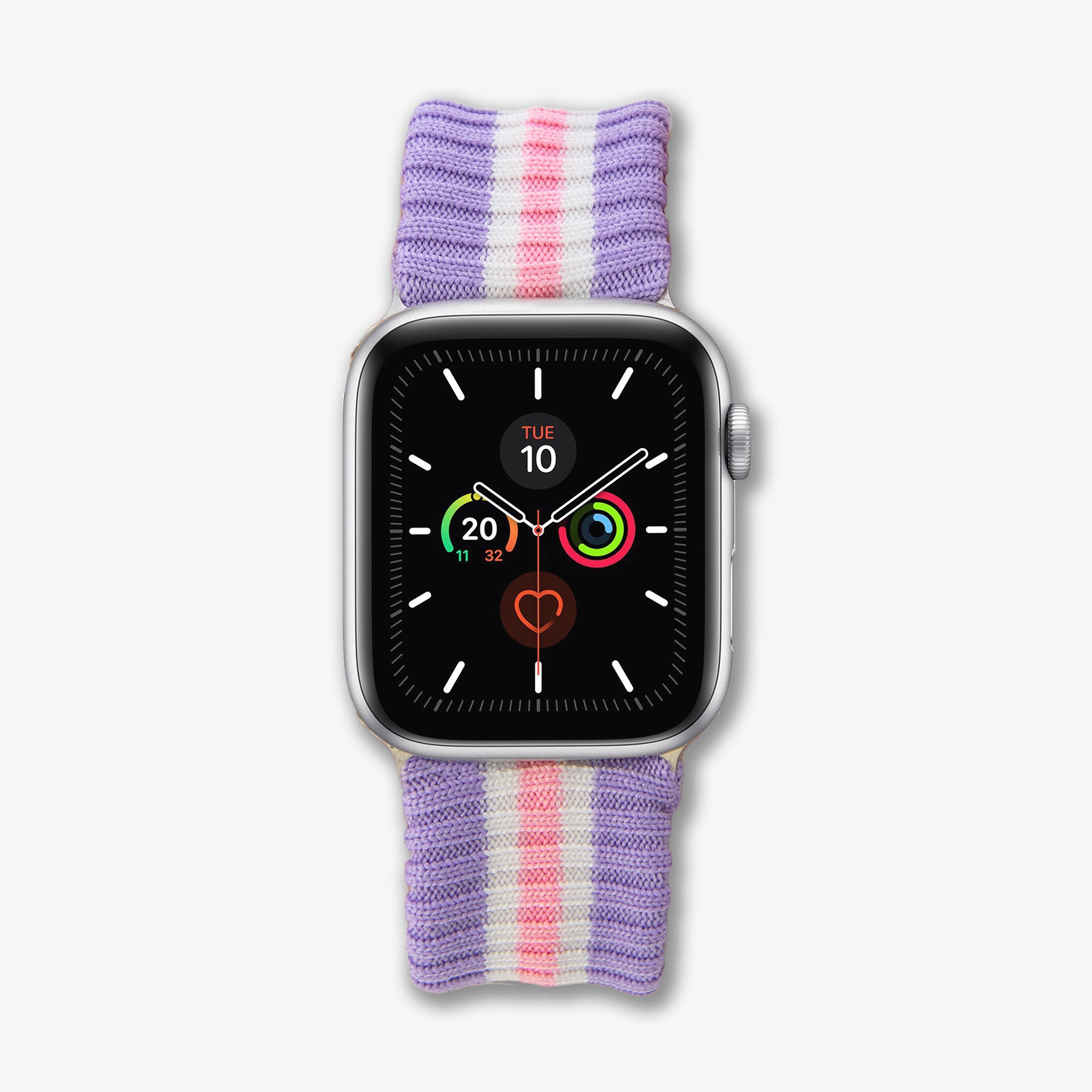 Knit Apple Watch® Band - Lavender and Pink Stripe