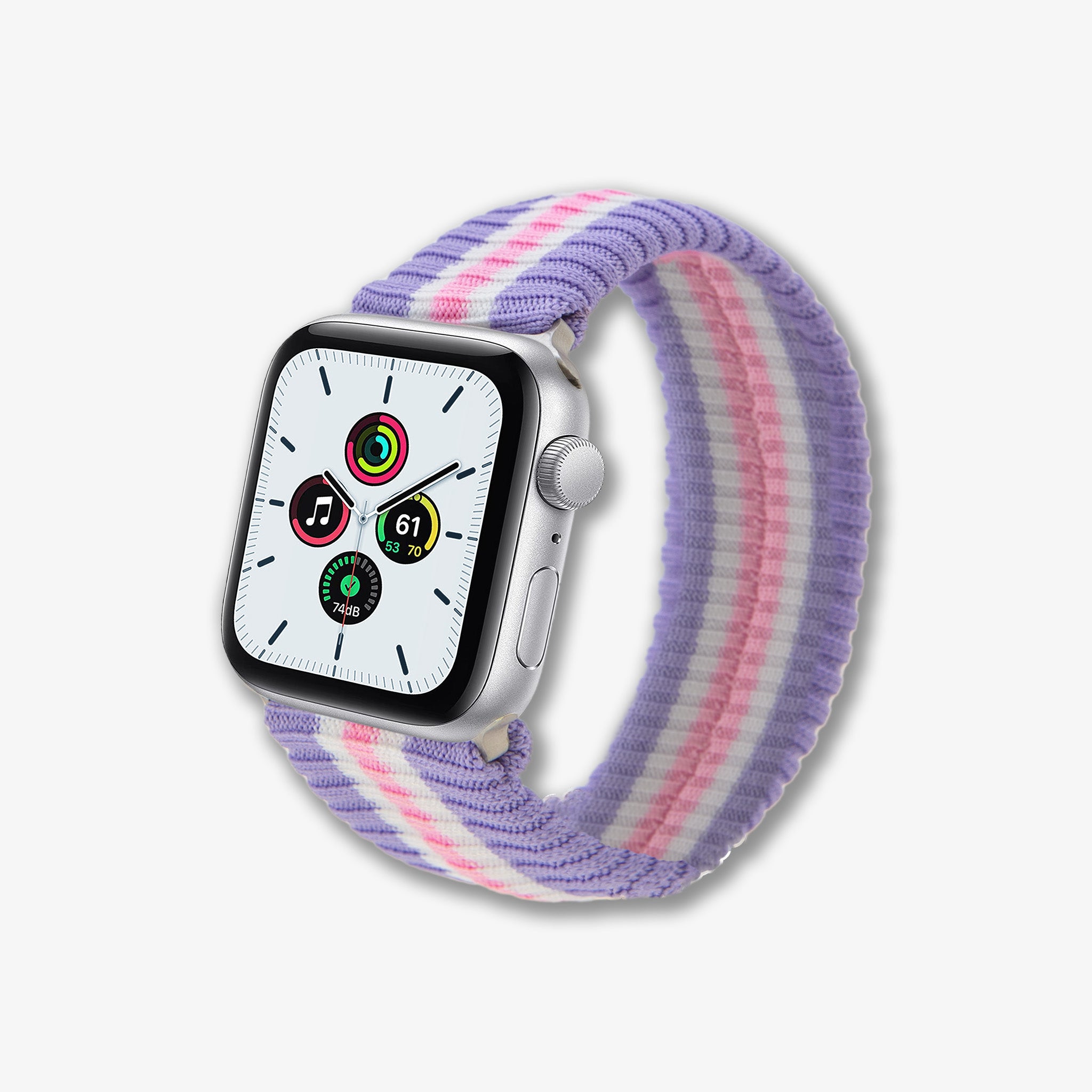 Knit Apple Watch® Band - Lavender + Pink Stripe