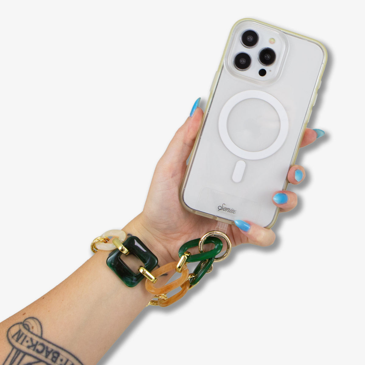 Green Marble Chain Phone Wristlet