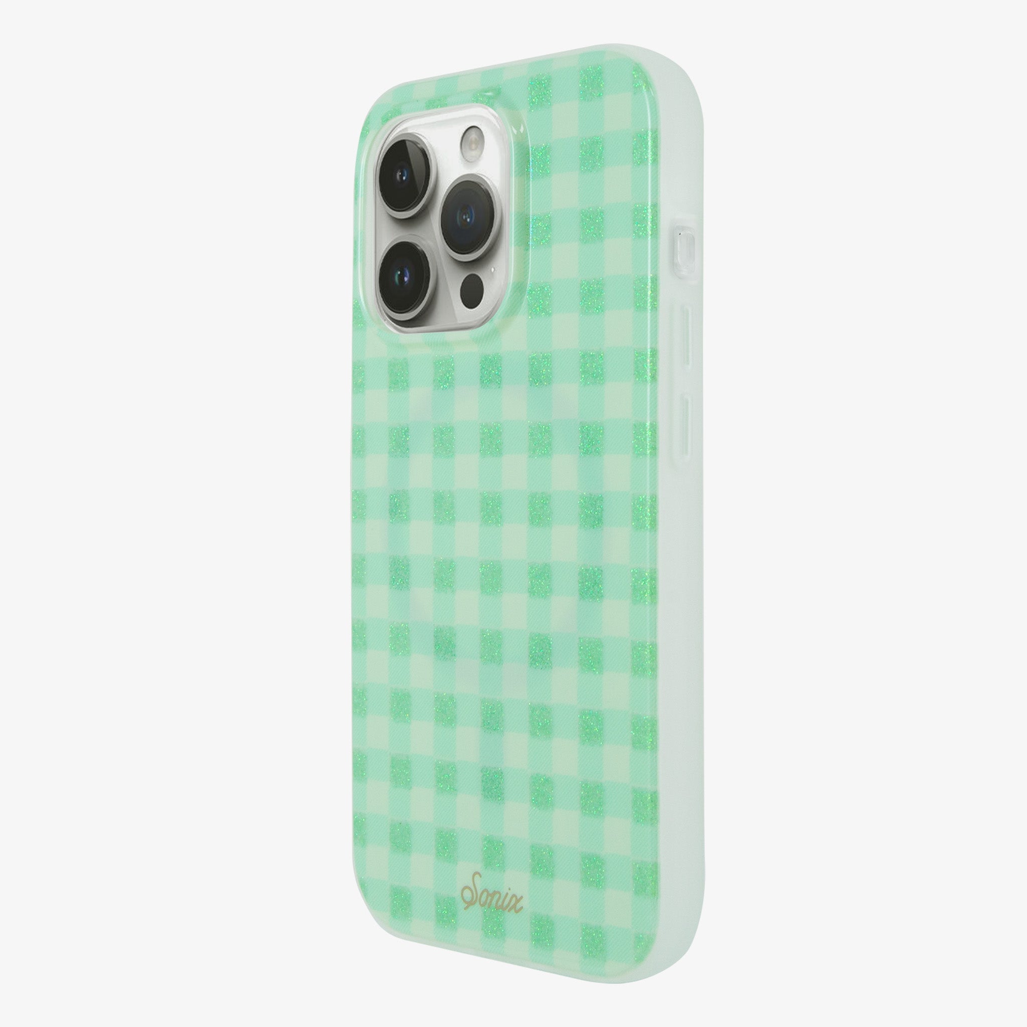 Minty Gingham MagSafe® Compatible iPhone Case