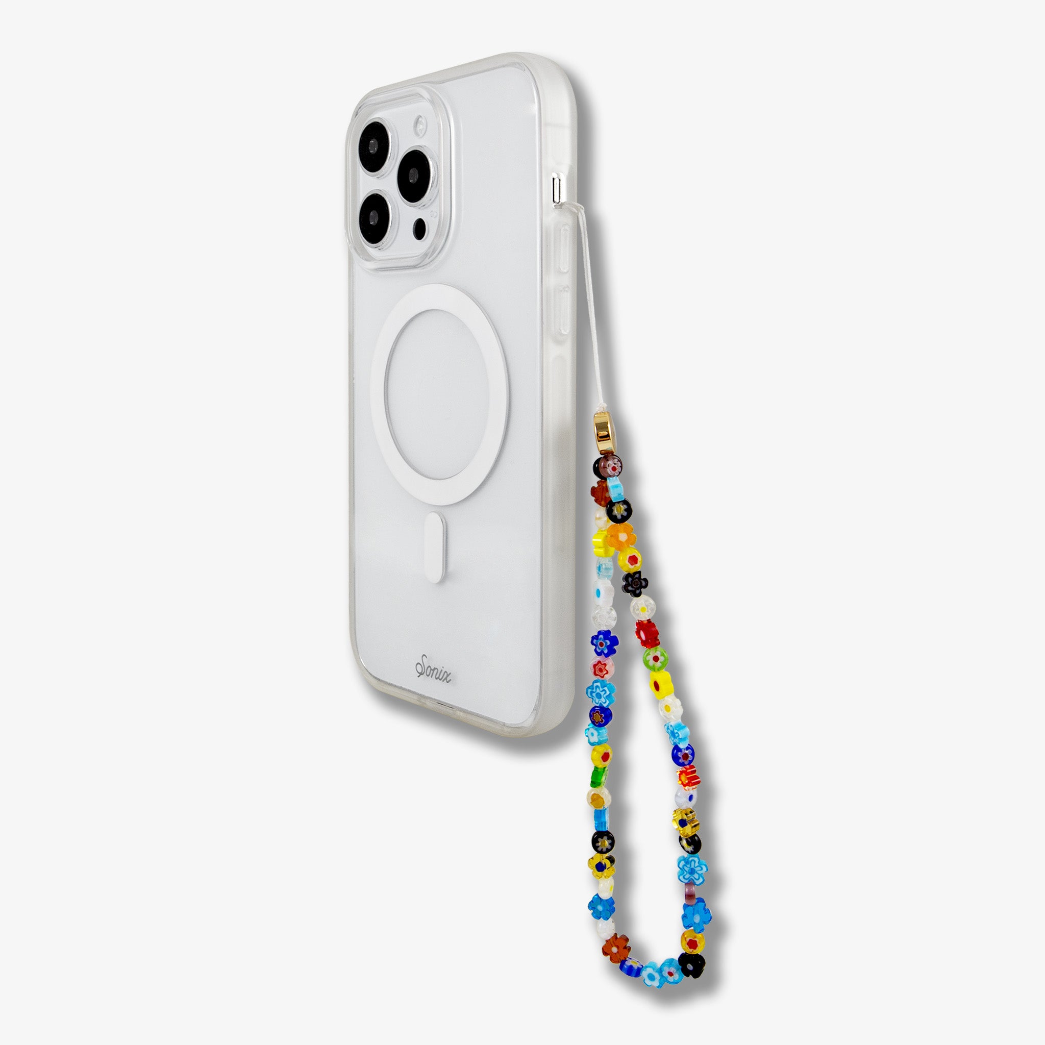 Beaded Phone Charm - Multi Flower