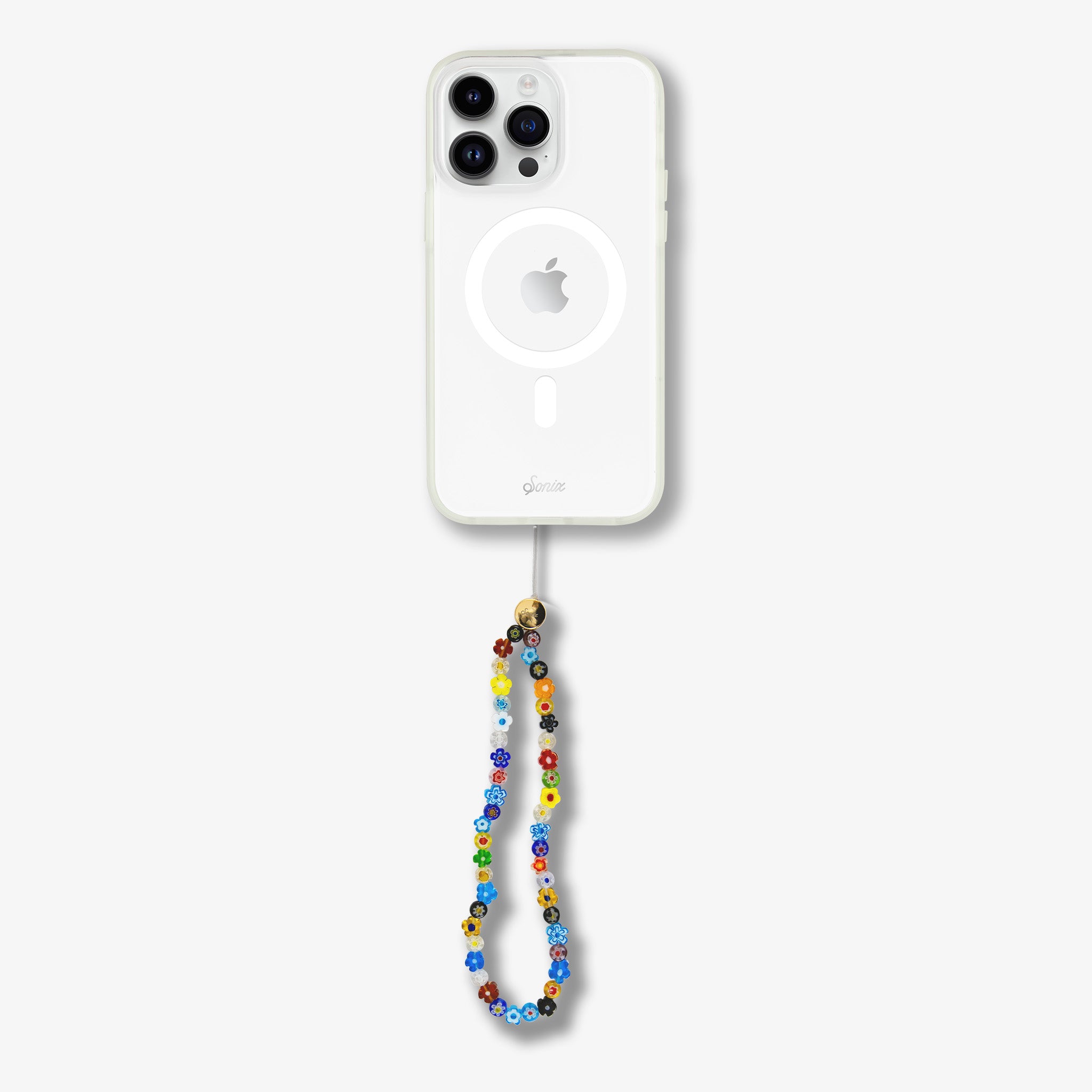 Beaded Phone Charm - Multi Flower