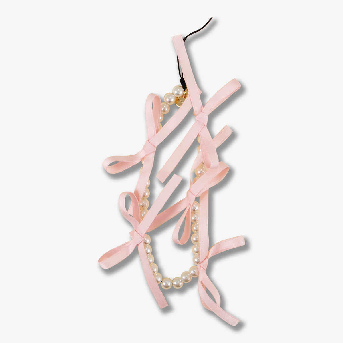 Beaded Phone Charm - Pink Ribbon Bows