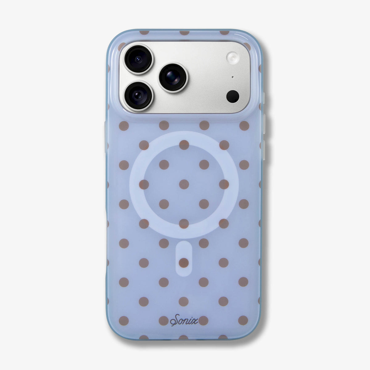 Polka Dot MagSafe® Compatible iPhone Case - Blue & Brown