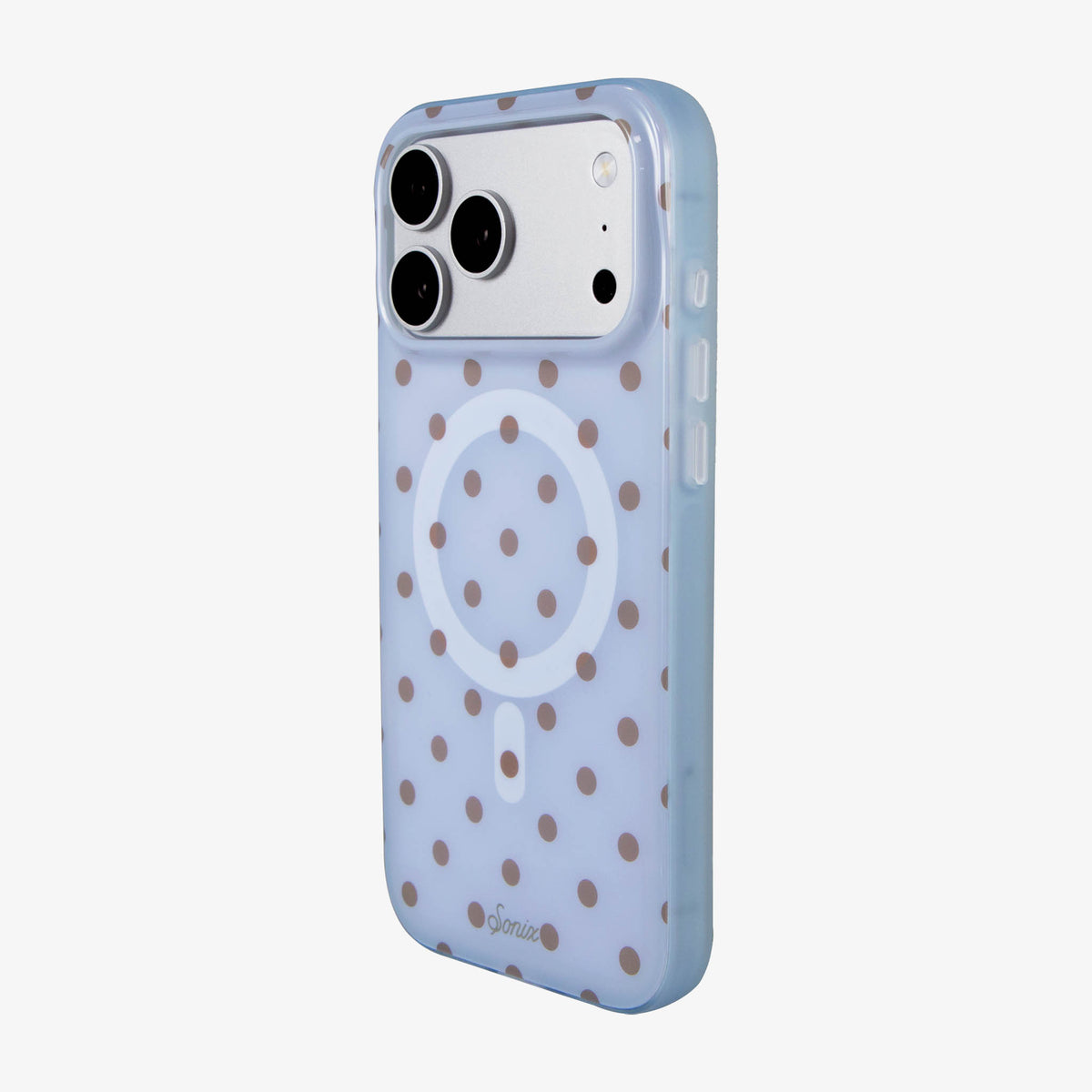 Polka Dot MagSafe® Compatible iPhone Case - Blue & Brown