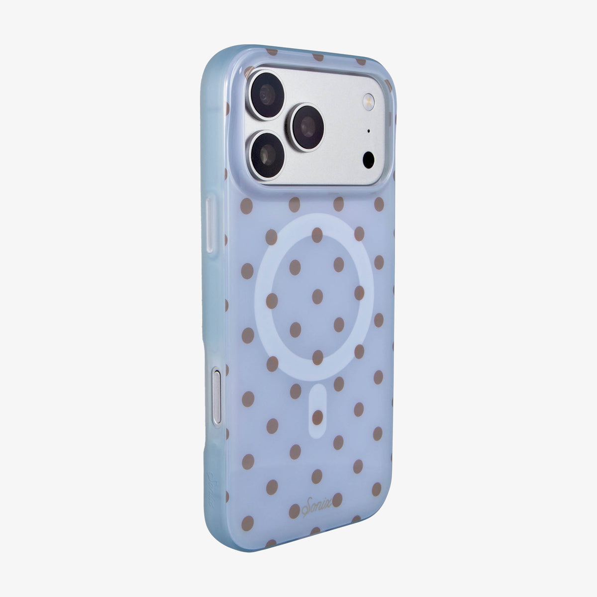 Polka Dot MagSafe® Compatible iPhone Case - Blue & Brown