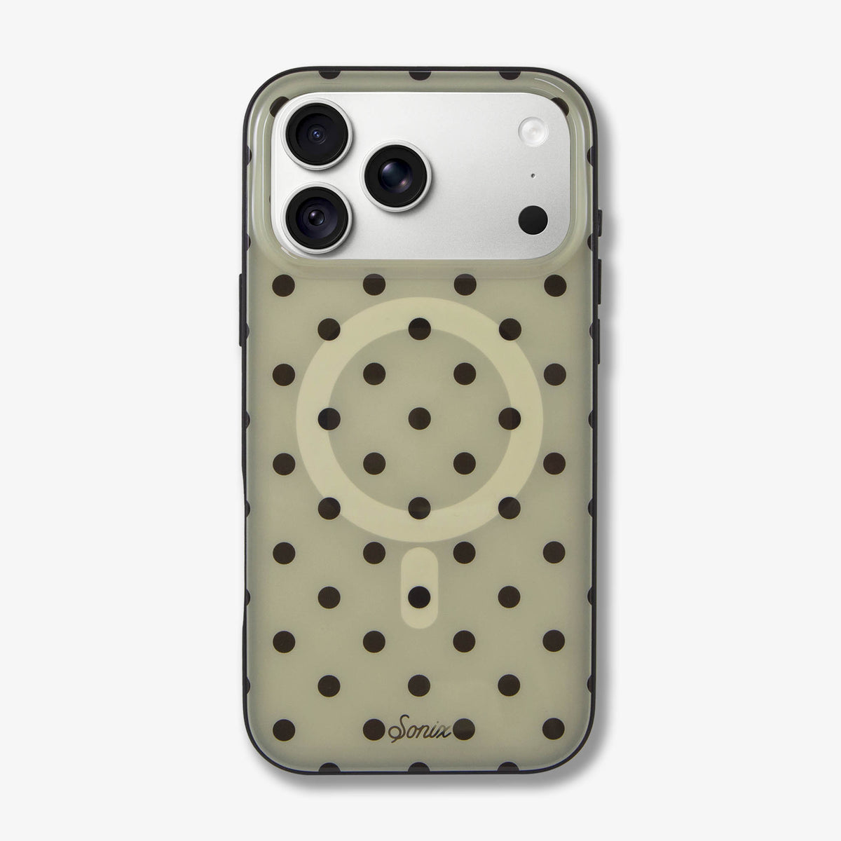 Polka Dot MagSafe® Compatible iPhone Case - Beige & Black