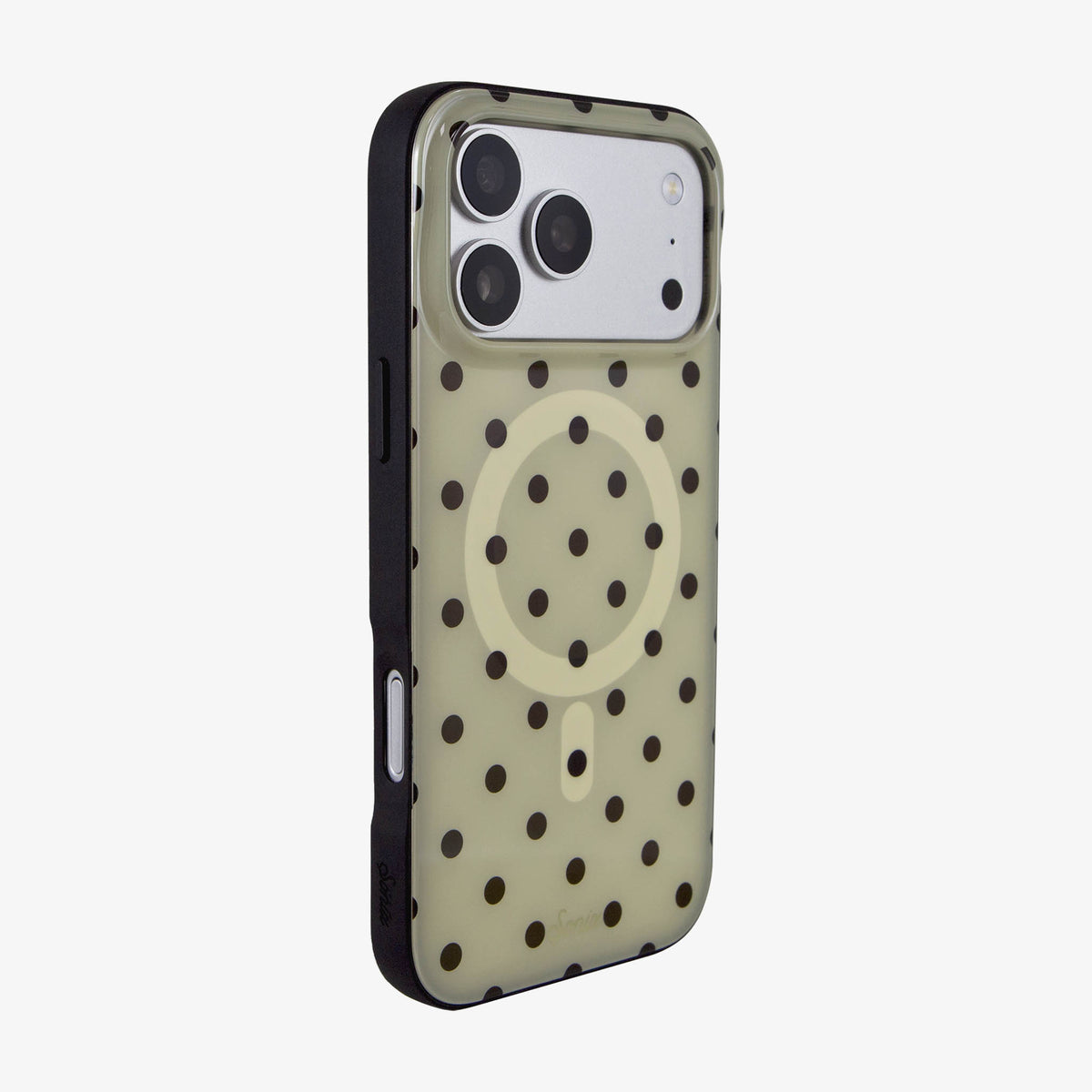 Polka Dot MagSafe® Compatible iPhone Case - Beige & Black