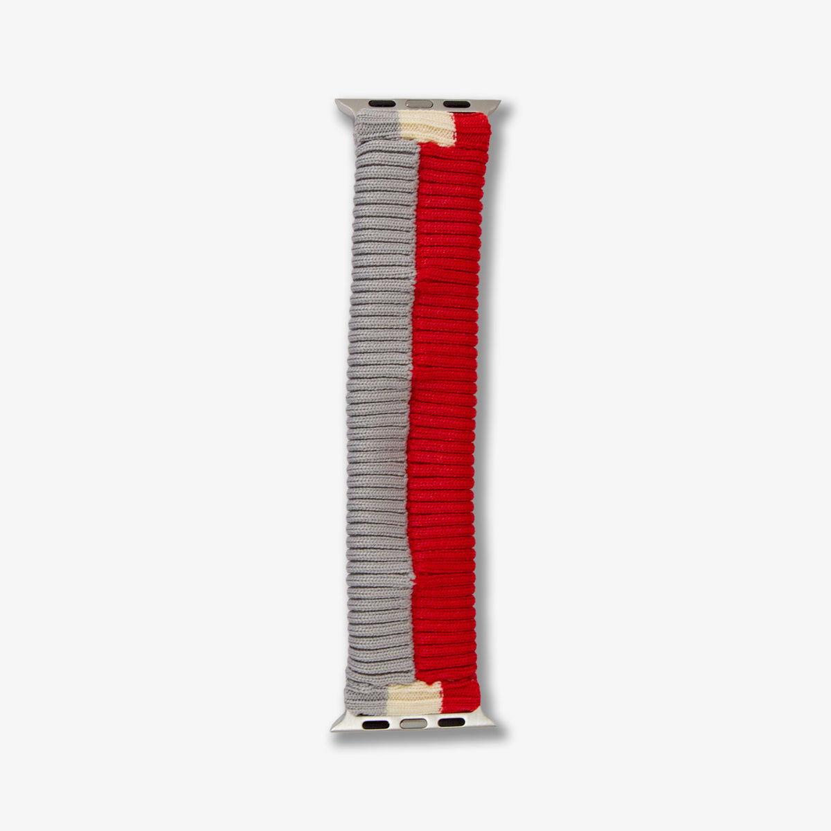 Knit Apple Watch® Band - Red + Grey Stripe