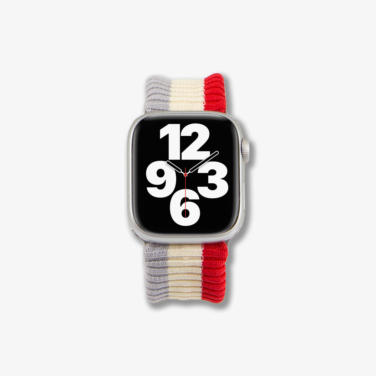 Knit Apple Watch® Band - Red + Grey Stripe