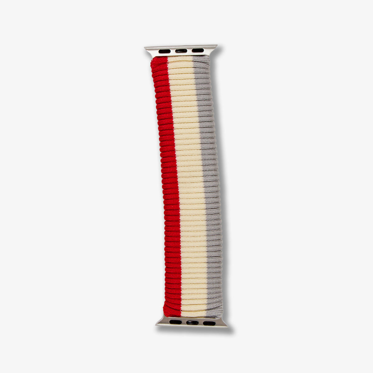 Knit Apple Watch® Band - Red + Grey Stripe