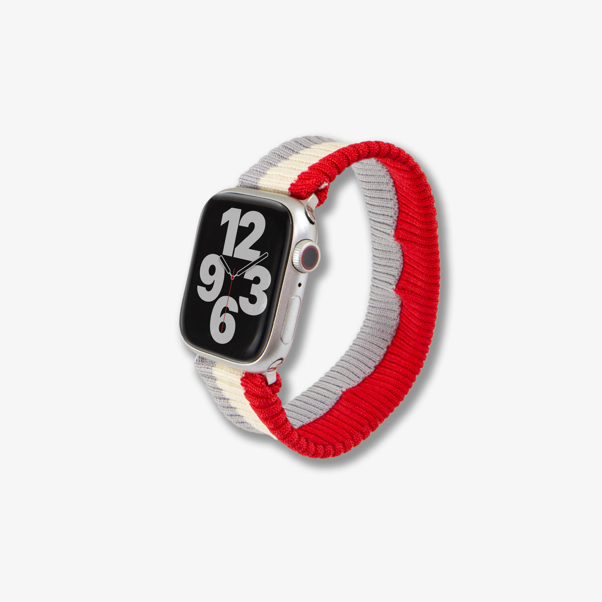 Knit Apple Watch® Band - Red + Grey Stripe