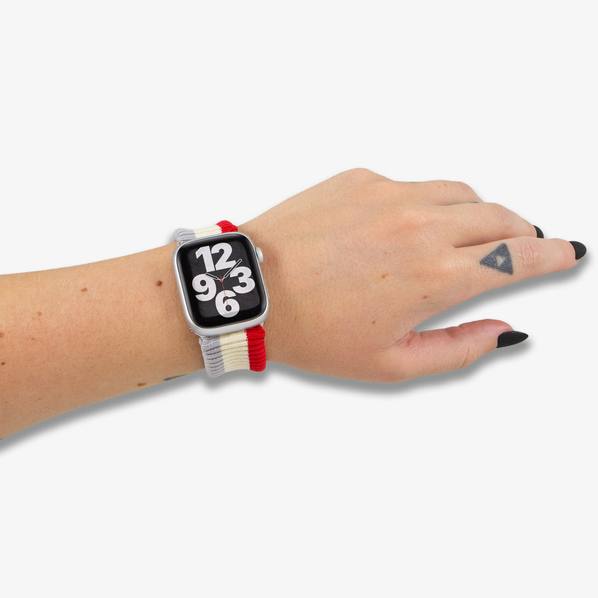 Knit Apple Watch® Band - Red + Grey Stripe