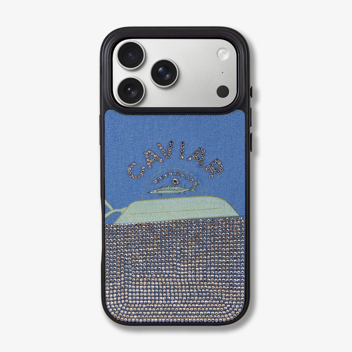 Caviar on Denim with Rhinestones iPhone Case