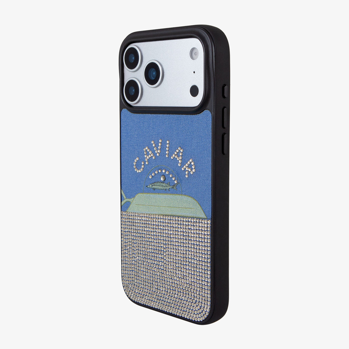 Caviar on Denim with Rhinestones iPhone Case