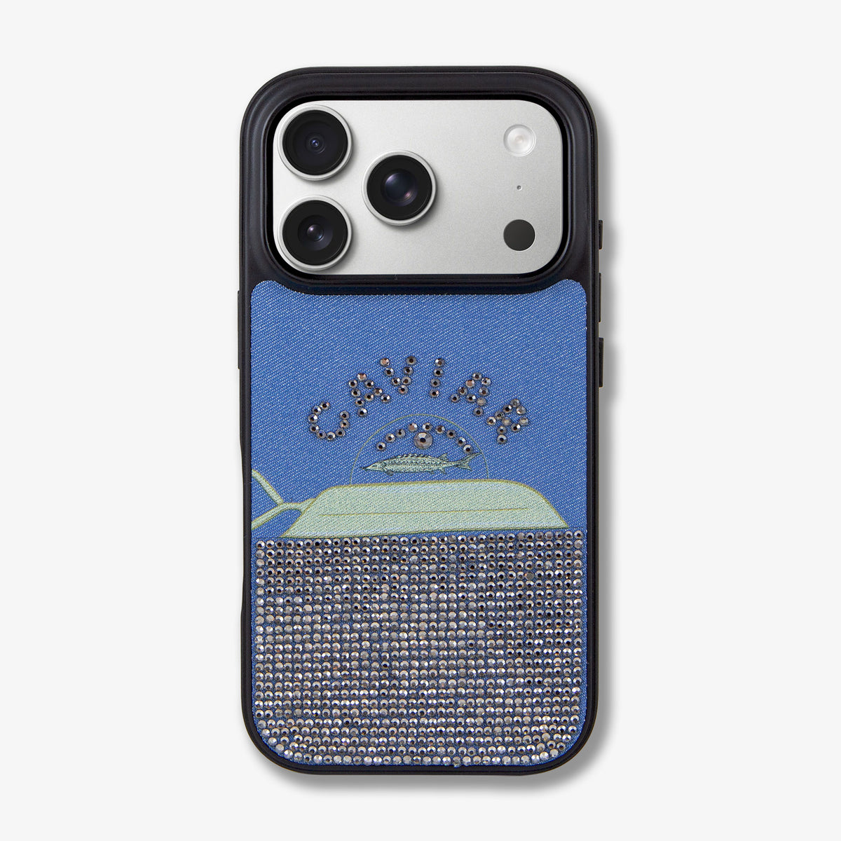 Caviar on Denim with Rhinestones iPhone Case