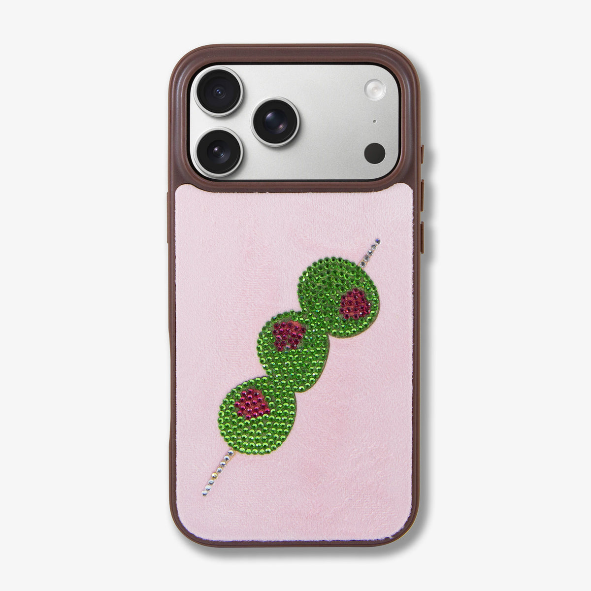 Velvet Pink with Rhinestone Olives iPhone Case