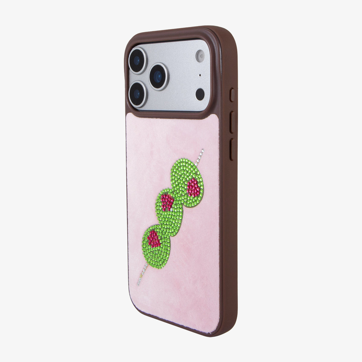 Velvet Pink with Rhinestone Olives iPhone Case