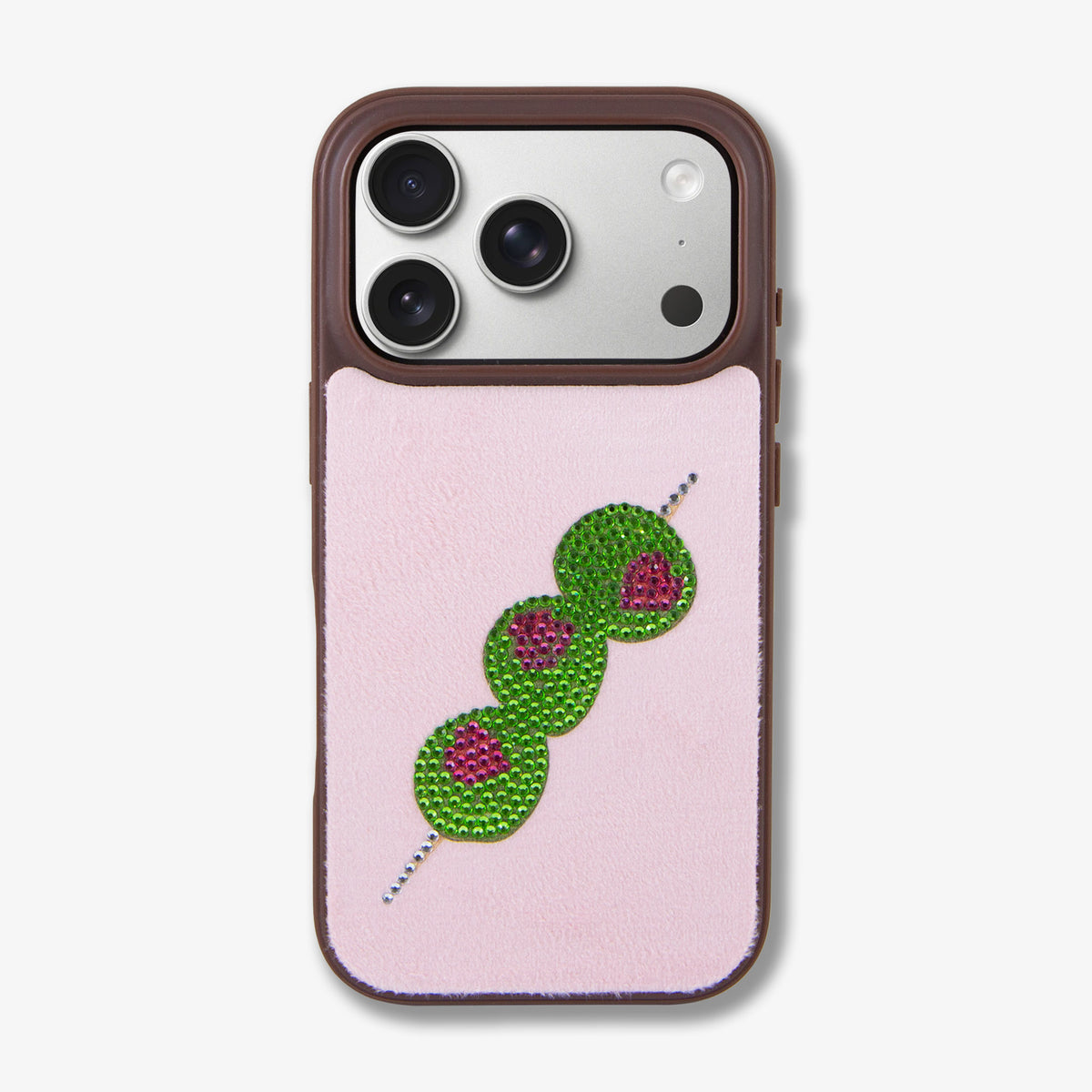 Velvet Pink with Rhinestone Olives iPhone Case