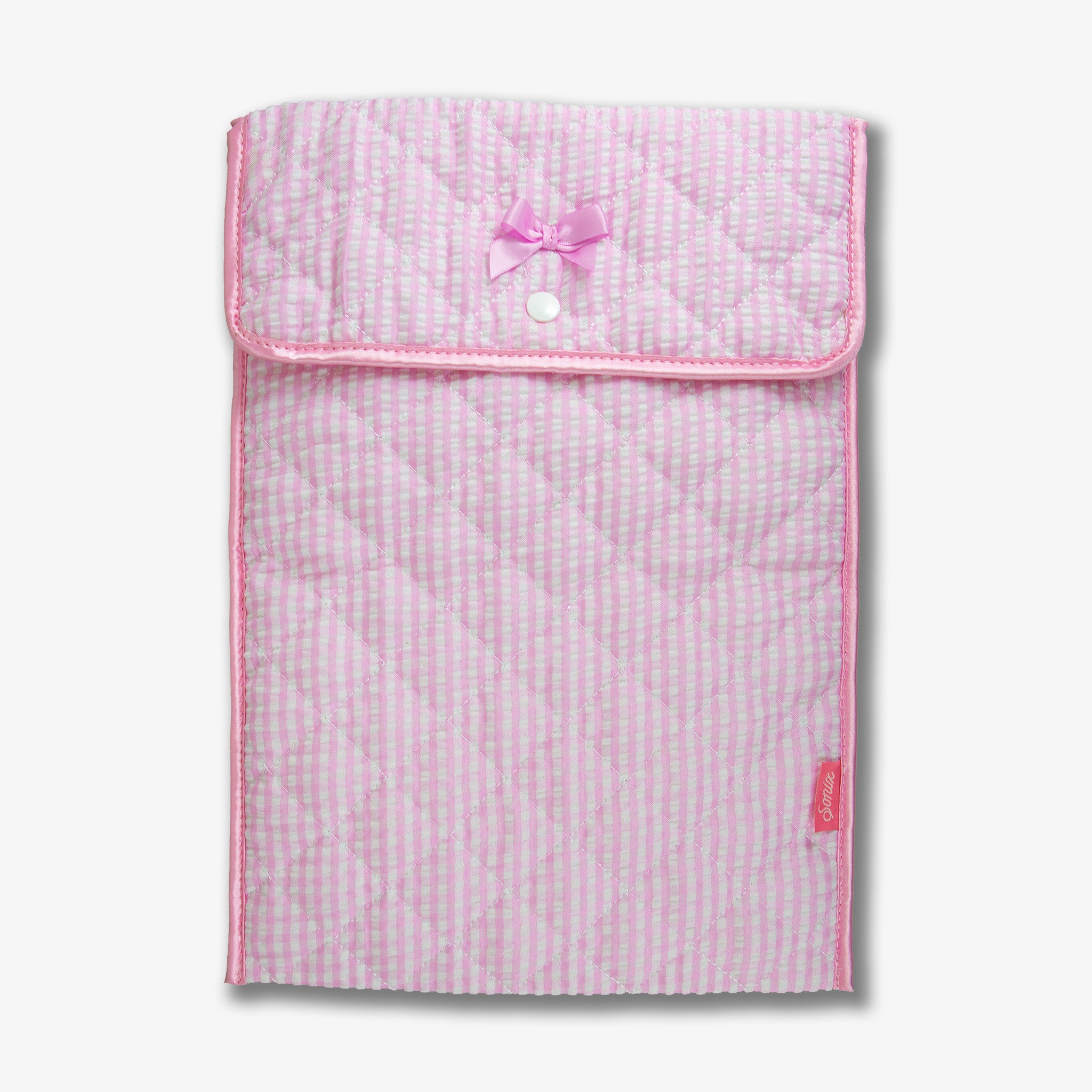 Quilted Laptop Sleeve - Seersucker Pink