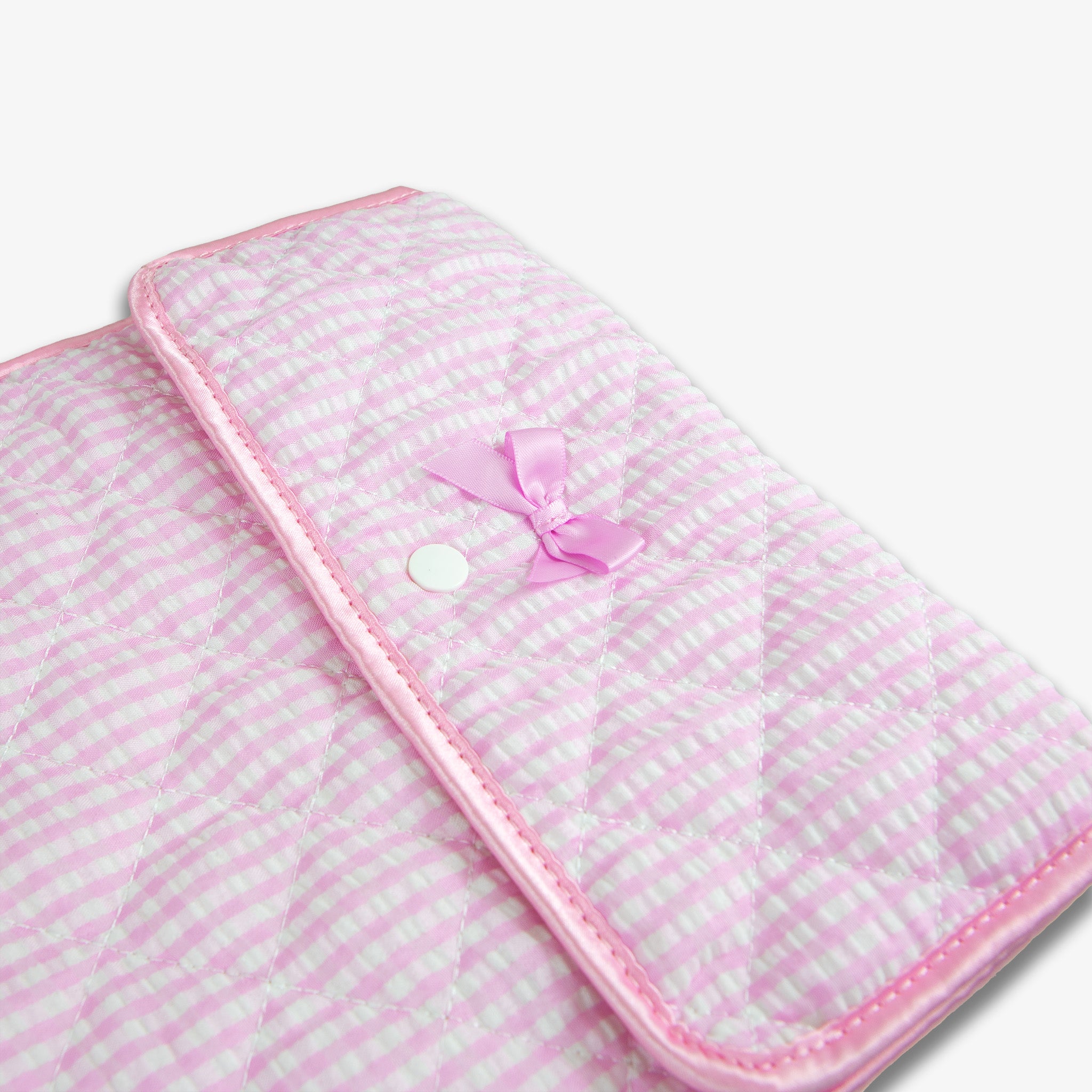 Quilted Laptop Sleeve - Seersucker Pink