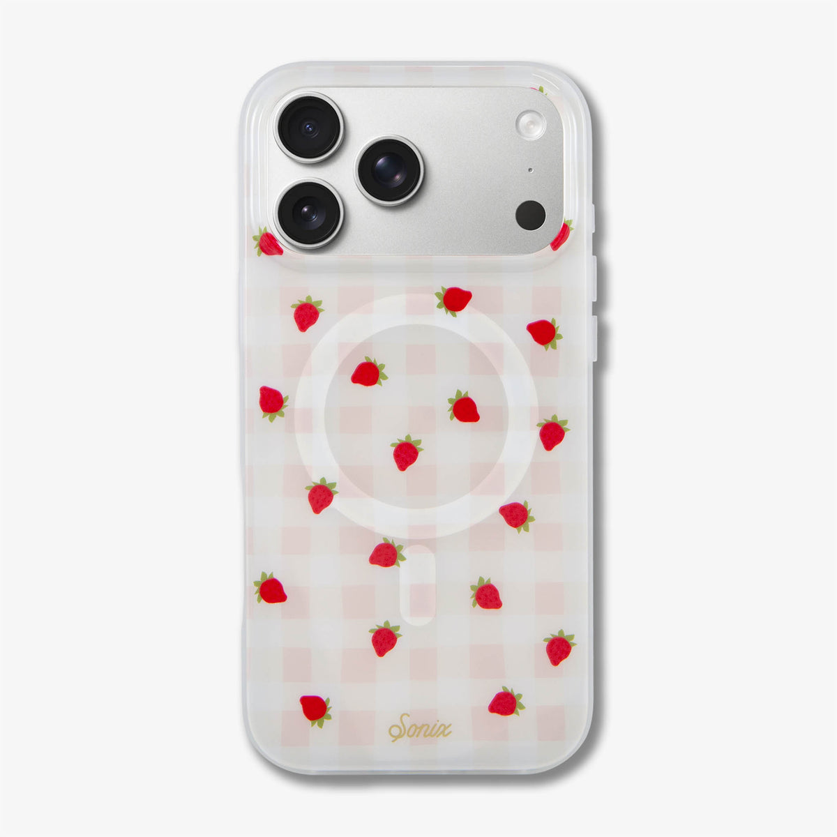 Strawberry Gingham MagSafe® Compatible iPhone Case