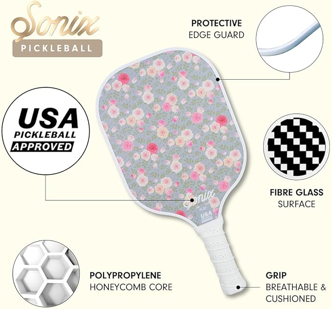 Single Pickleball Paddle - Patchwork Cottage Floral