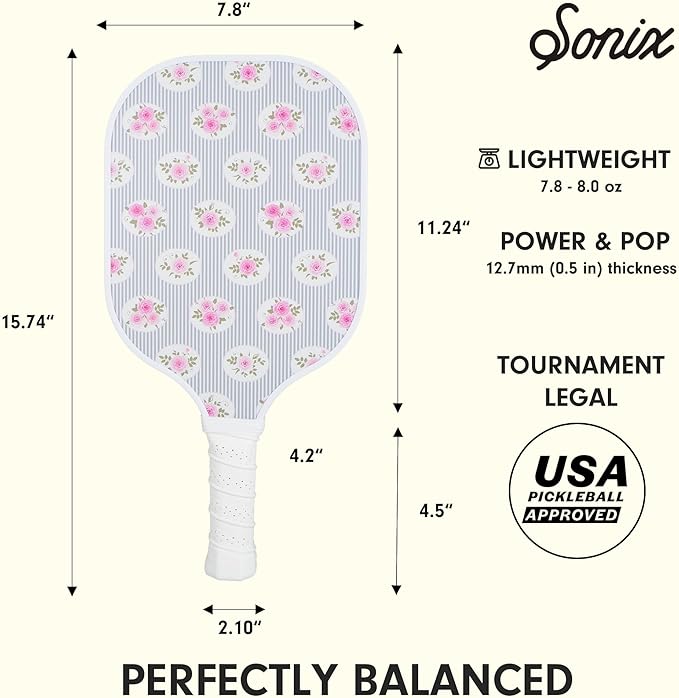 Single Pickleball Paddle - Patchwork Cottage Floral