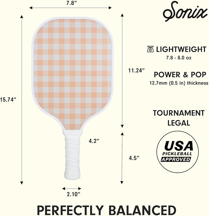 Single Pickleball Paddle - Peach