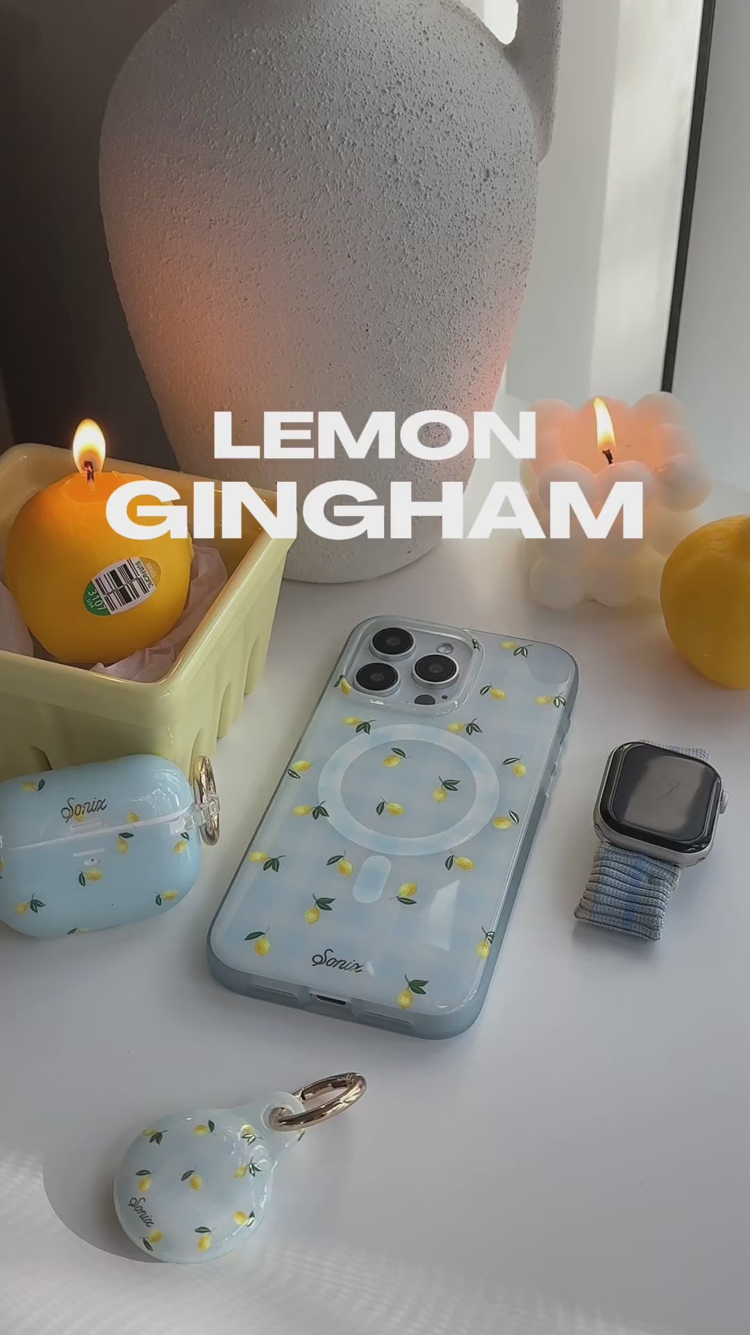 Lemon Gingham MagSafe® Compatible iPhone Case Pretty